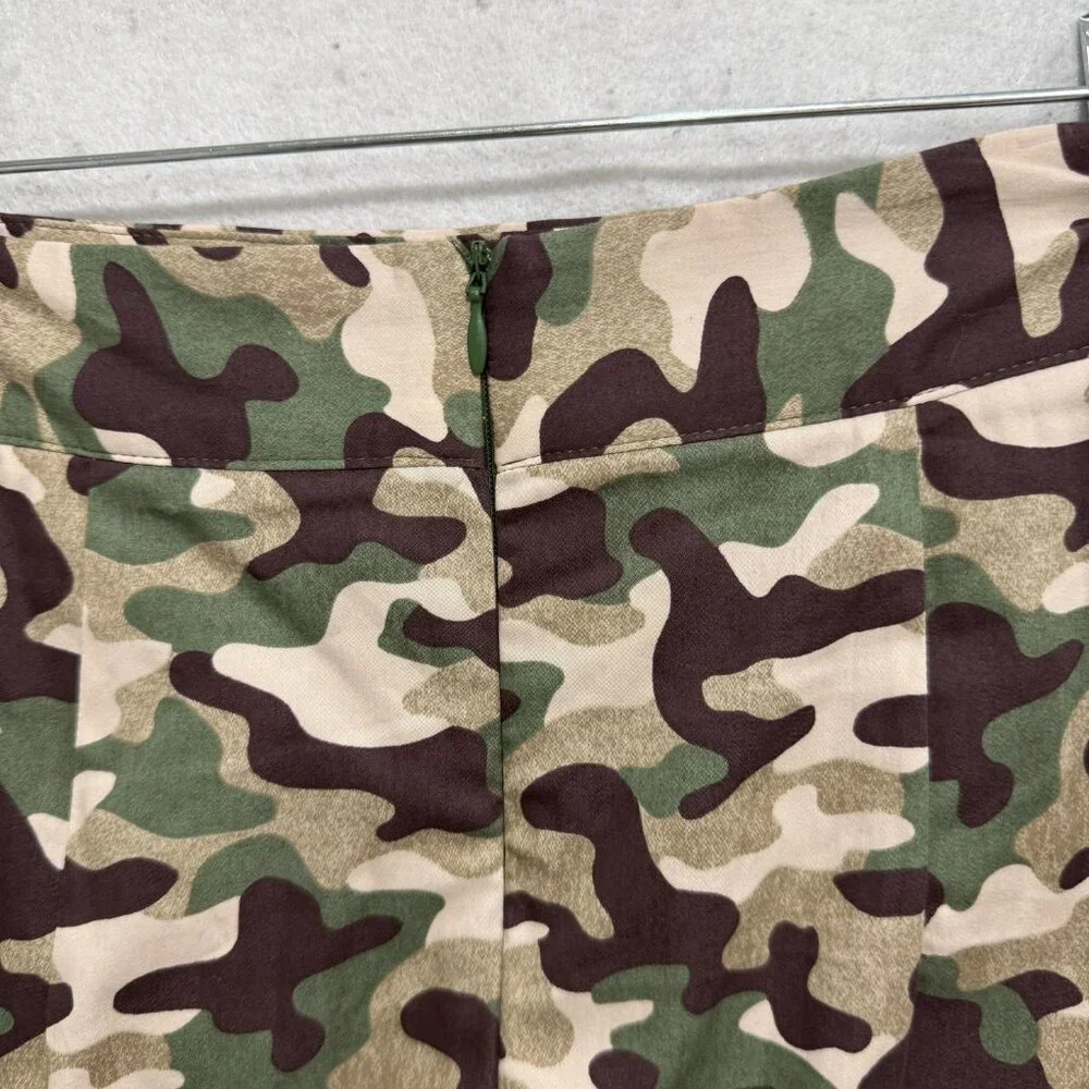 Zara Camo Shirt Skirt Set Womens XS Green Camouflage 2 Piece Military Utility - Picture 13 of 16